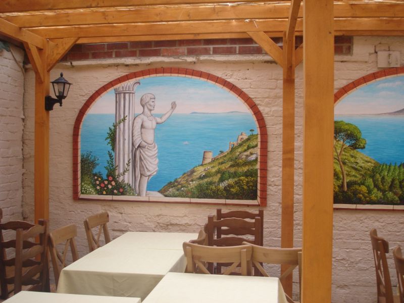 Courtyard mural of the Capri coastline